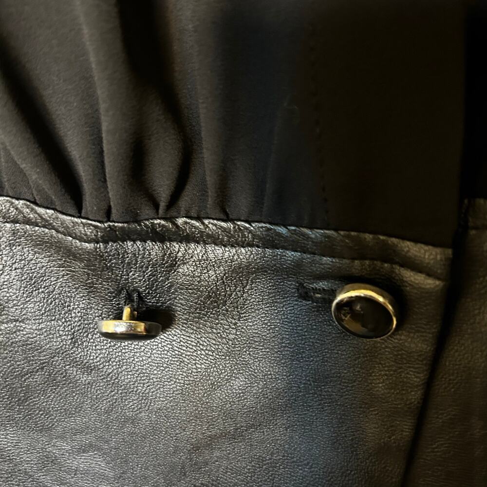 Access Blouse Shirt Black Chiffon Faux Leather Whimsygoth Dark Romantic‎ Sz XXL - Picture 9 of 10